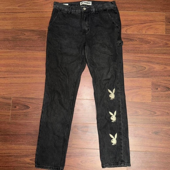 PLAYBOY Black Denim with Bunny Accents - Picture 1 of 2